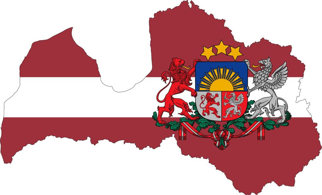 Latvia Map Flag With Stroke And Coat Of Arms png transparent