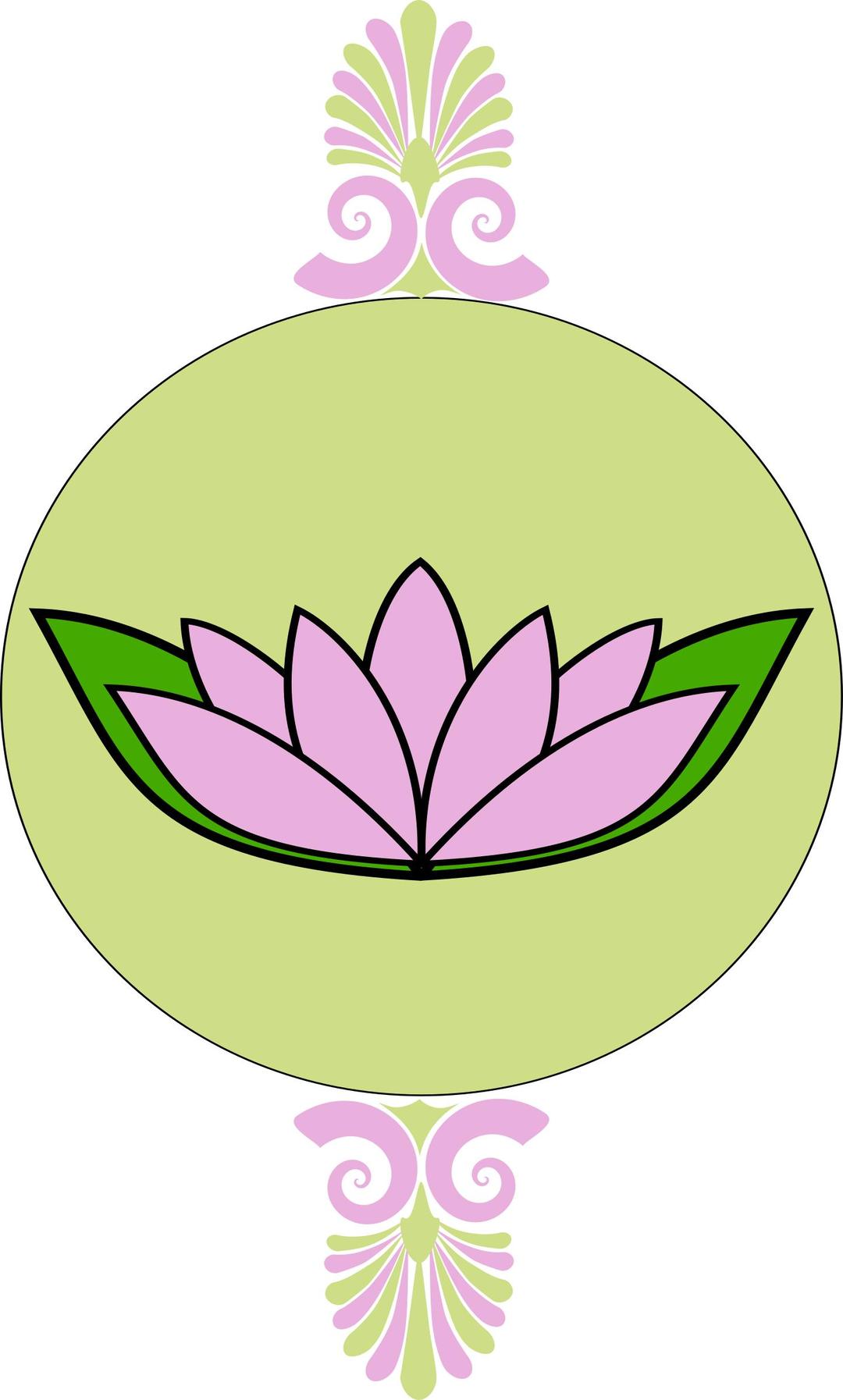 Lavender and green frame with lotus png transparent