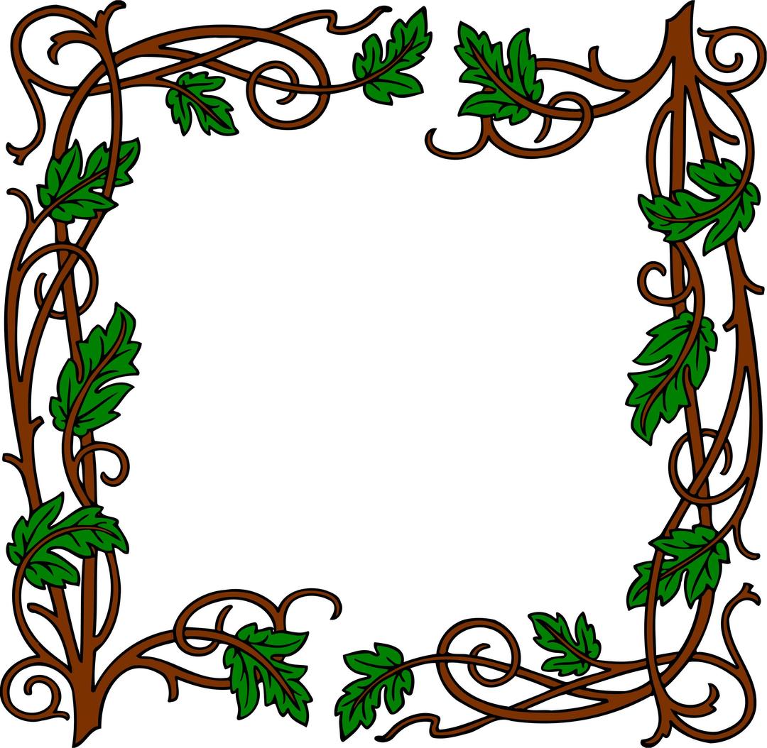 Leafy frame (colour) png transparent