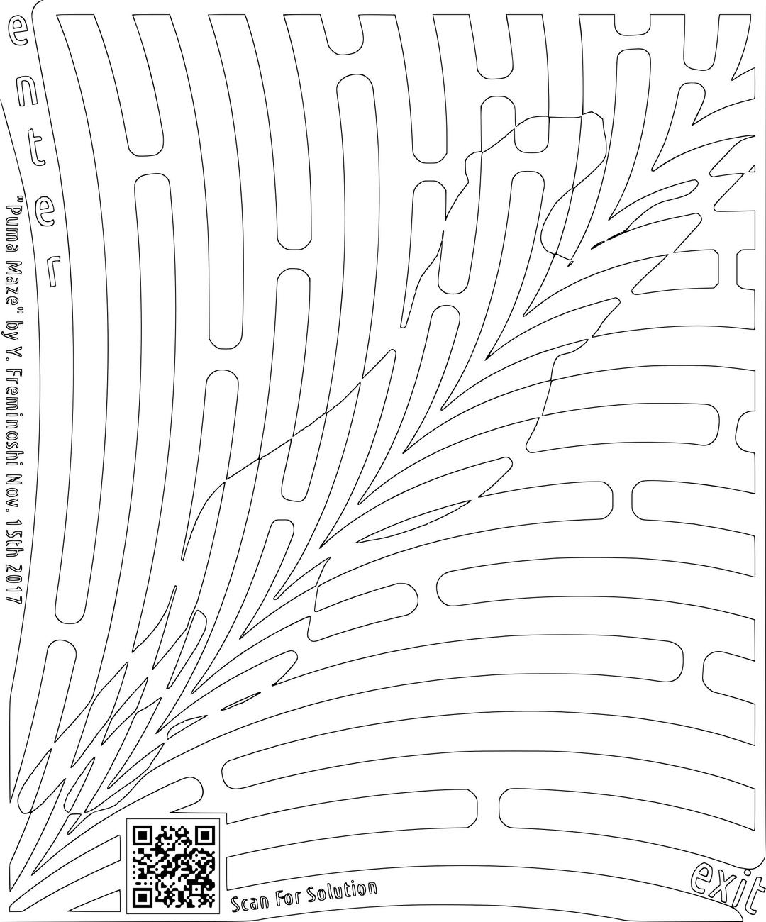 Leaping Puma Coloring Page Maze png transparent