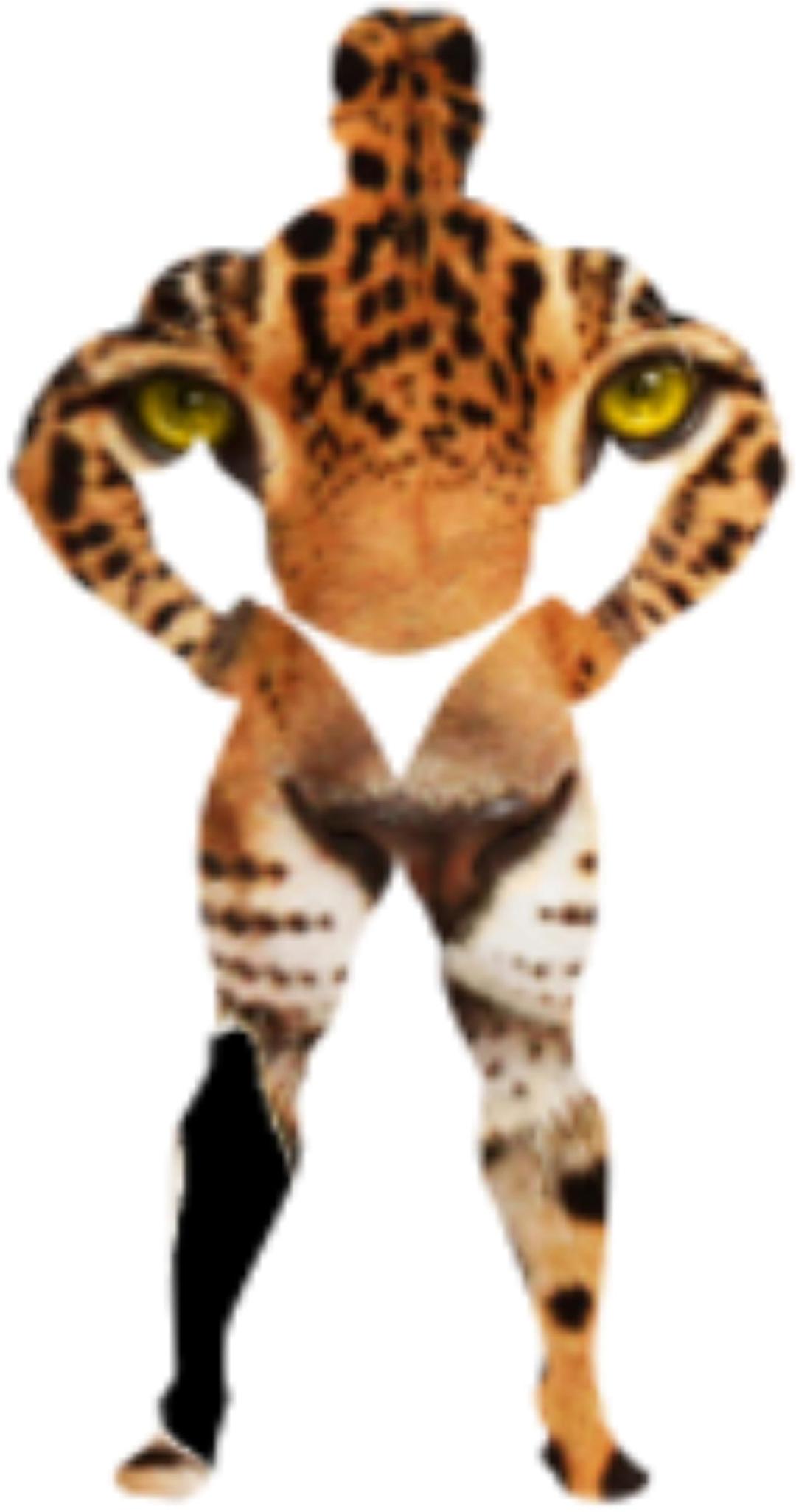 Leopard in the body of a man png transparent