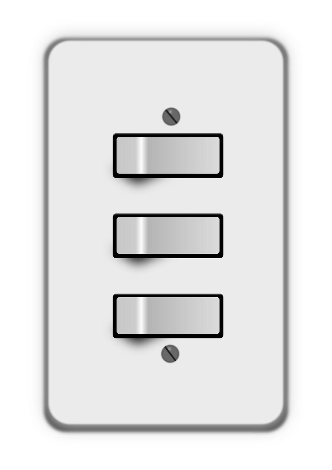 Light switch 3 switches (all on) png transparent