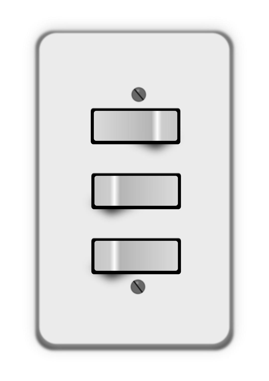 Light switch, 3 switches (one off) png transparent