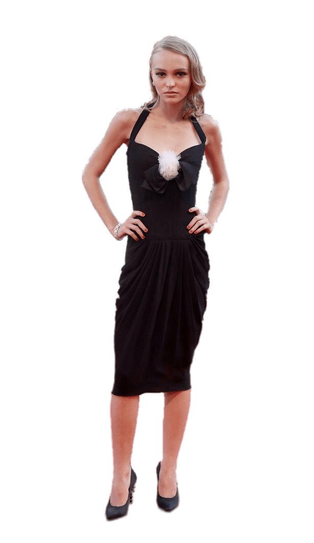 Lily Rose Depp Black Dress png transparent