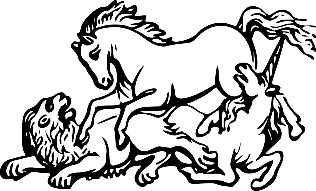 Lion, horse and unicorn png transparent