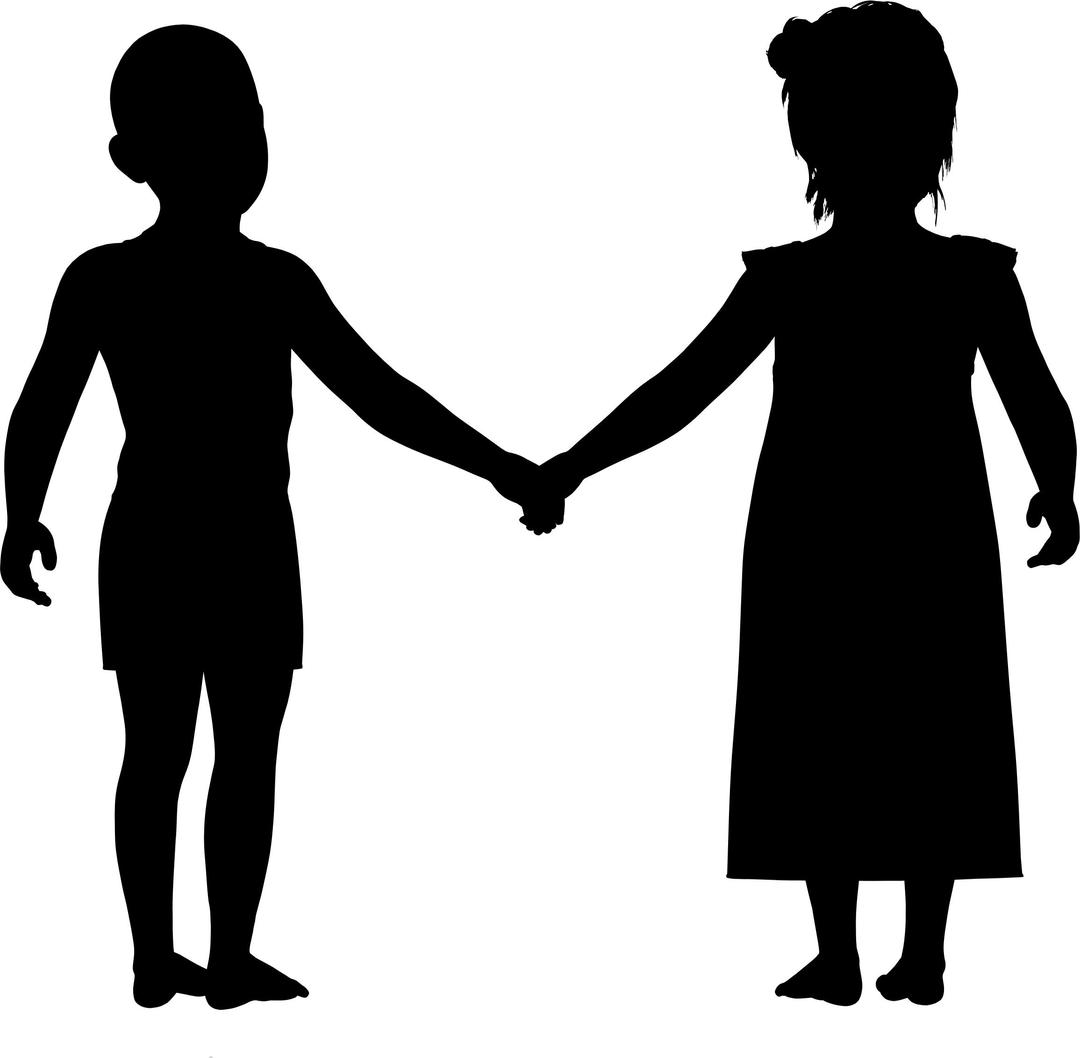 Little Boy And Girl Holding Hands Silhouette png transparent