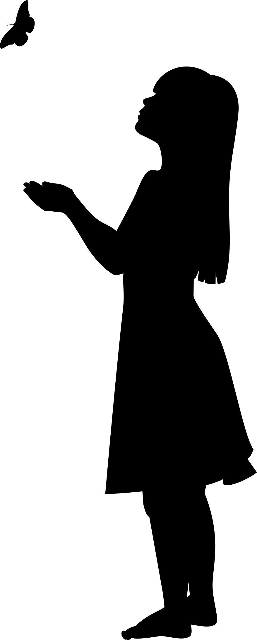 Little Girl And Butterfly Silhouette png transparent