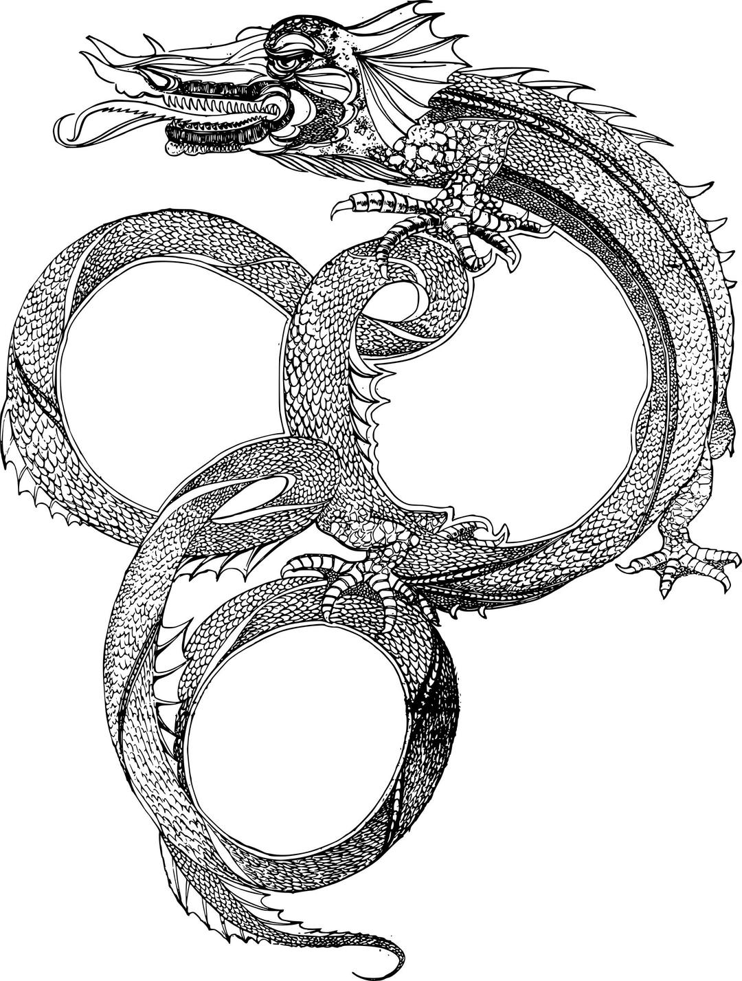 Loopy Asian Dragon Frame png transparent