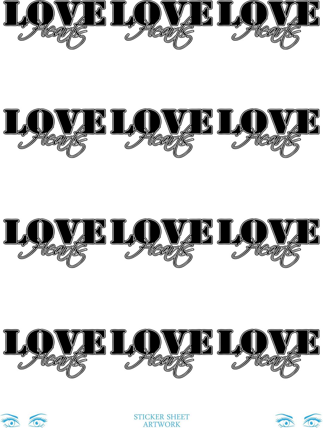 LOVE HEARTS STICKER SHEETS png transparent