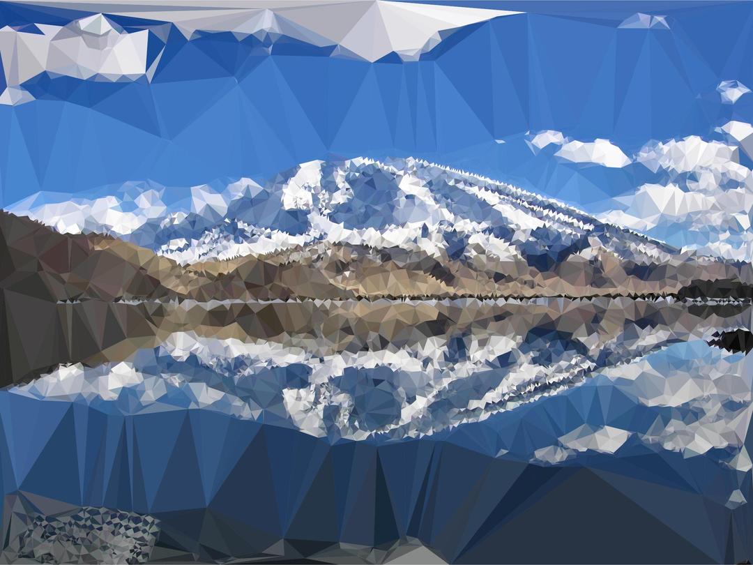 Low Poly Chinese Mountain Lake Reflection png transparent