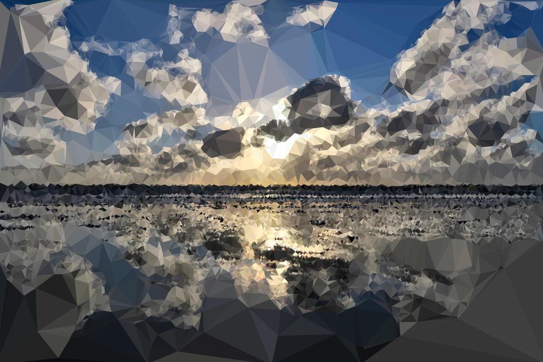 Low Poly Cloudy Beach png transparent