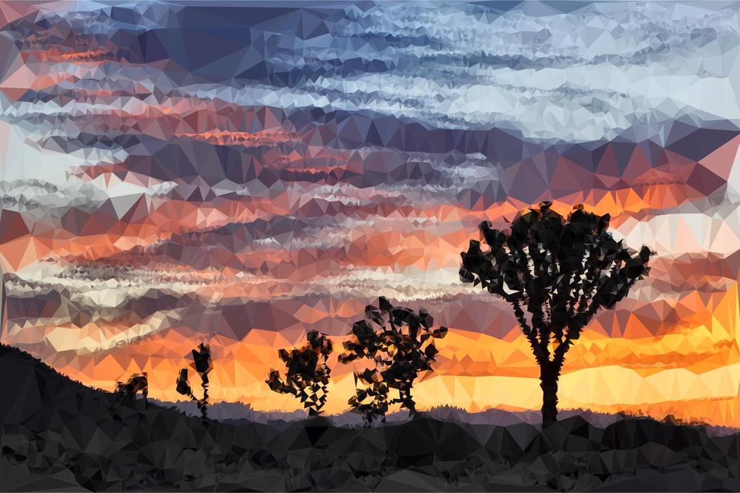 Low Poly Desert Landscape Sunset png transparent