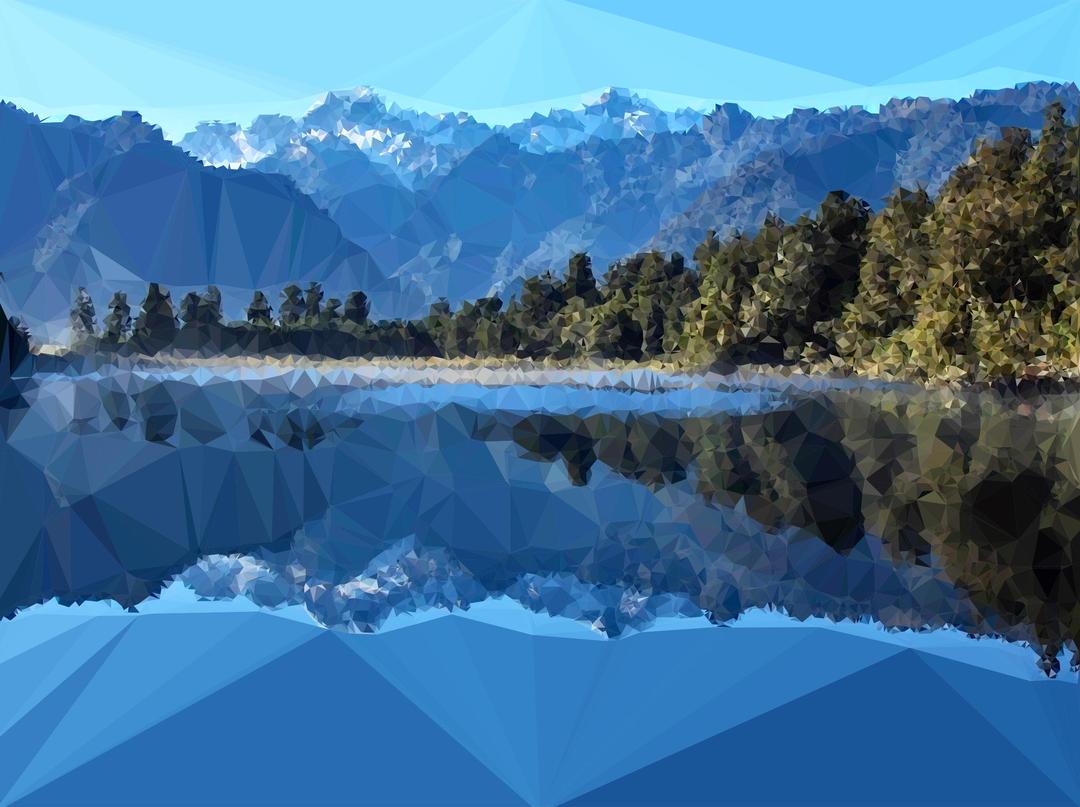 Low Poly Mirror Lake New Zealand png transparent
