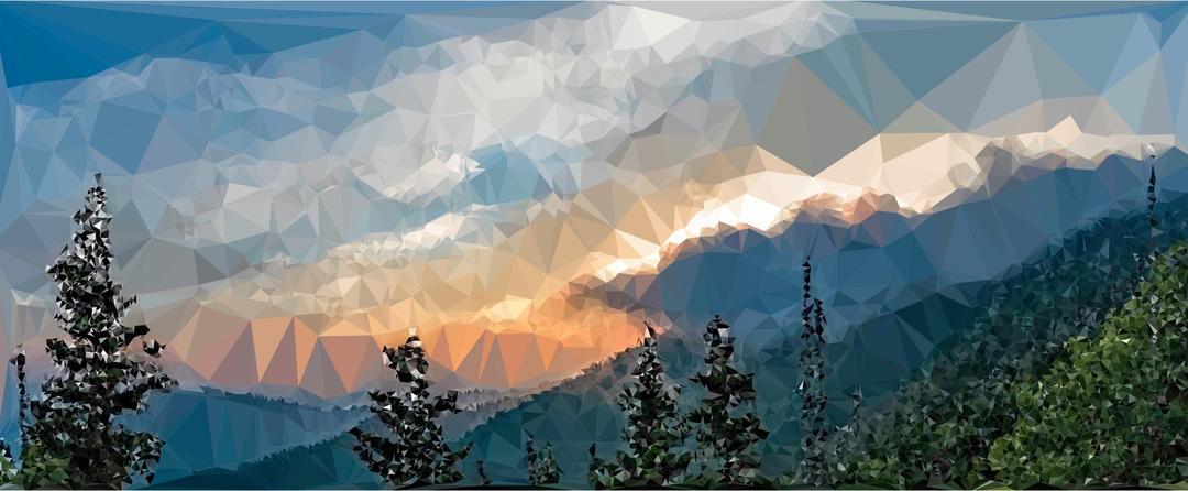 Low Poly Misty Mountains png transparent