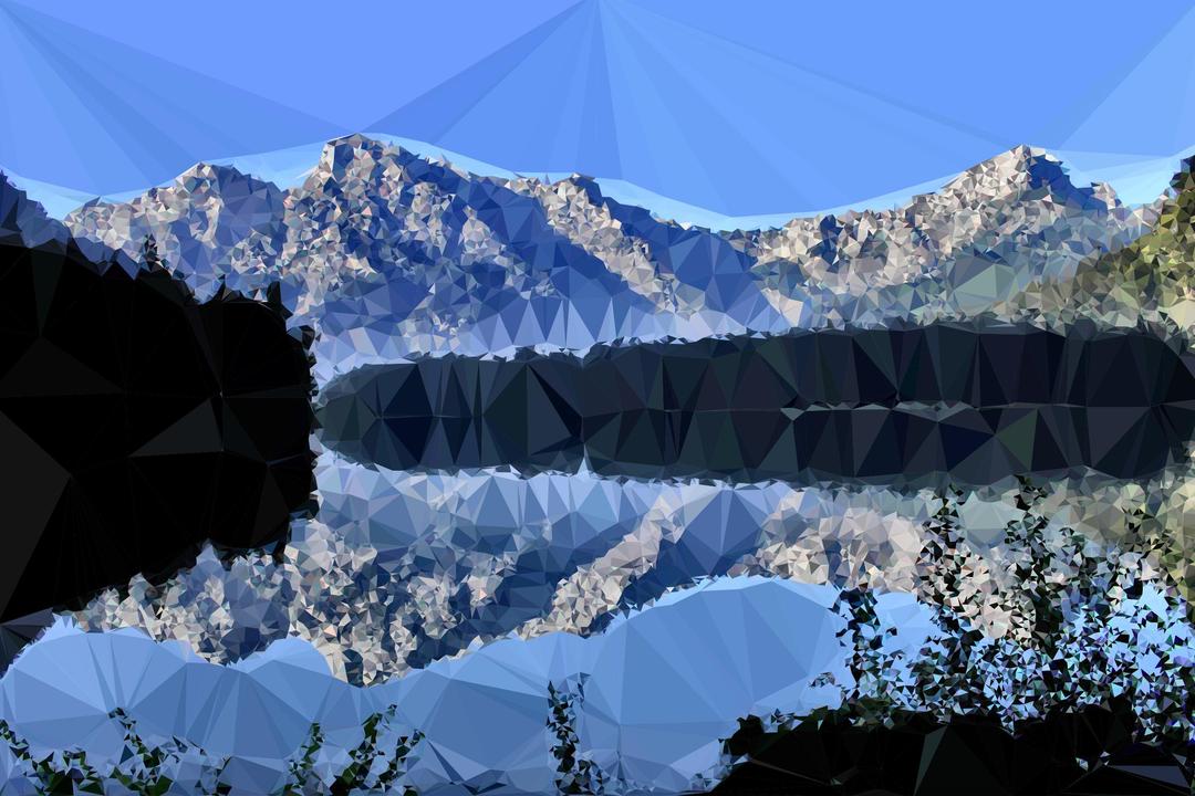 Low Poly Mountain Lake Reflection png transparent