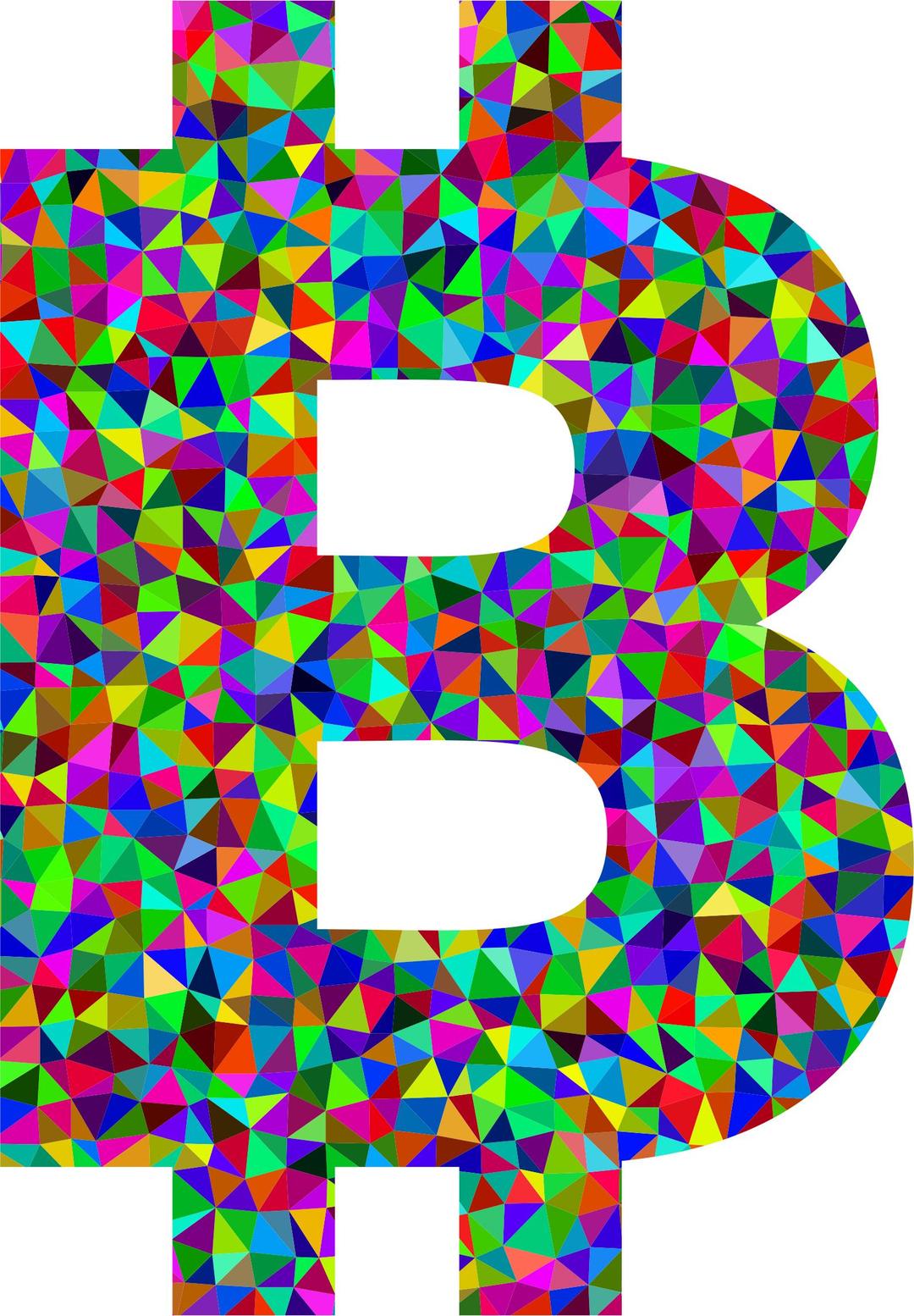 Low Poly Prismatic Bitcoin Logo png transparent
