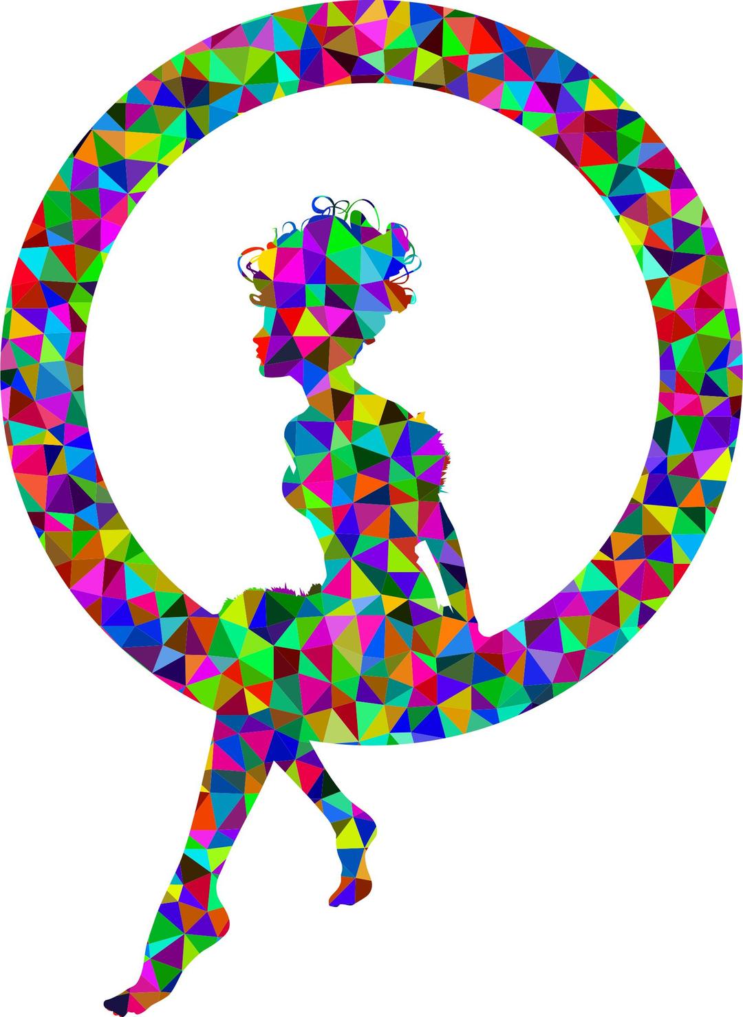 Low Poly Prismatic Fairy Sitting In A Circle Silhouette png transparent