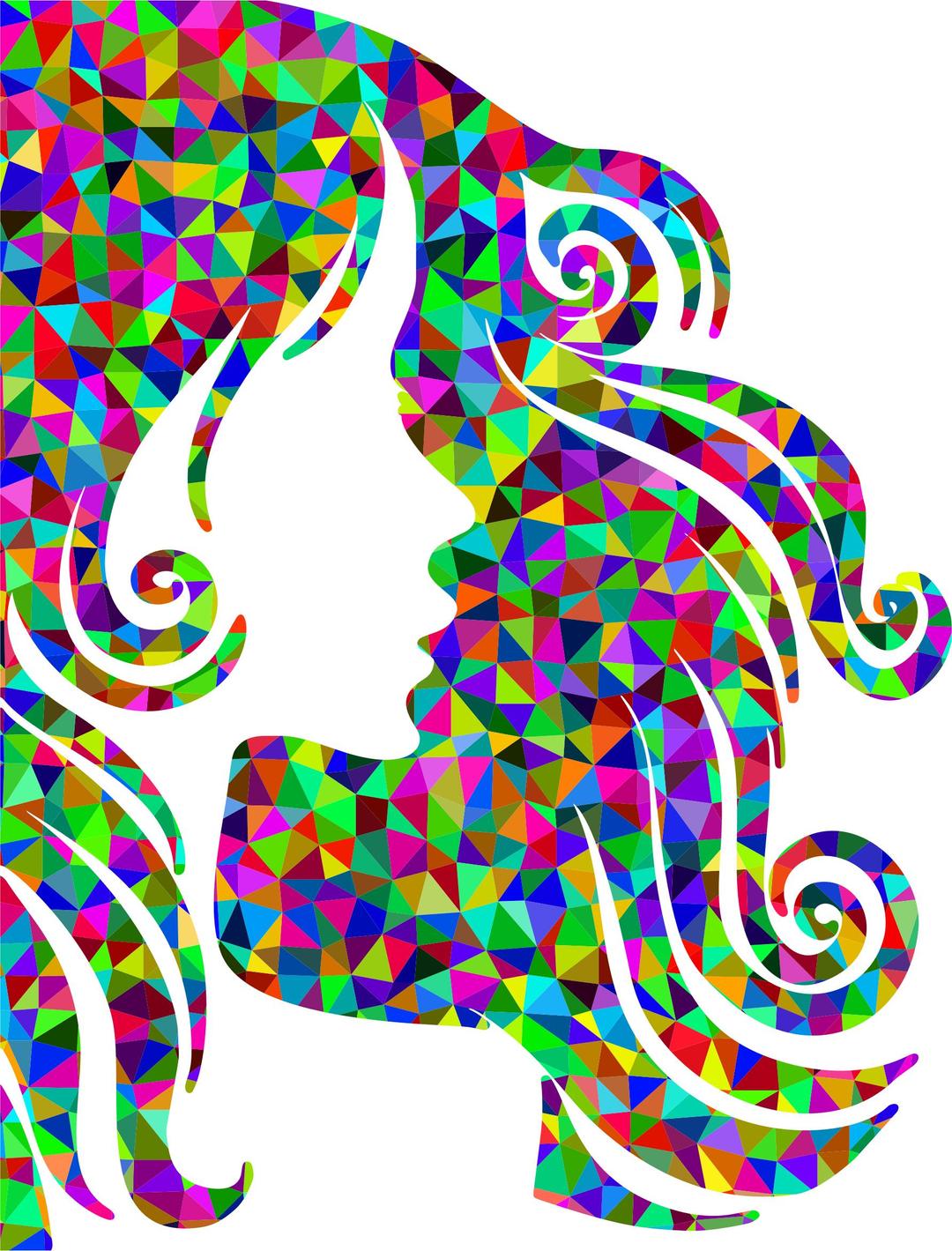 Low Poly Prismatic Female Hair Profile Silhouette png transparent