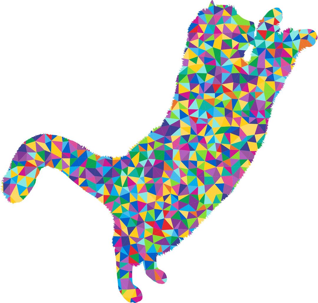 Low Poly Prismatic Fluffy Cat 2 Silhouette png transparent