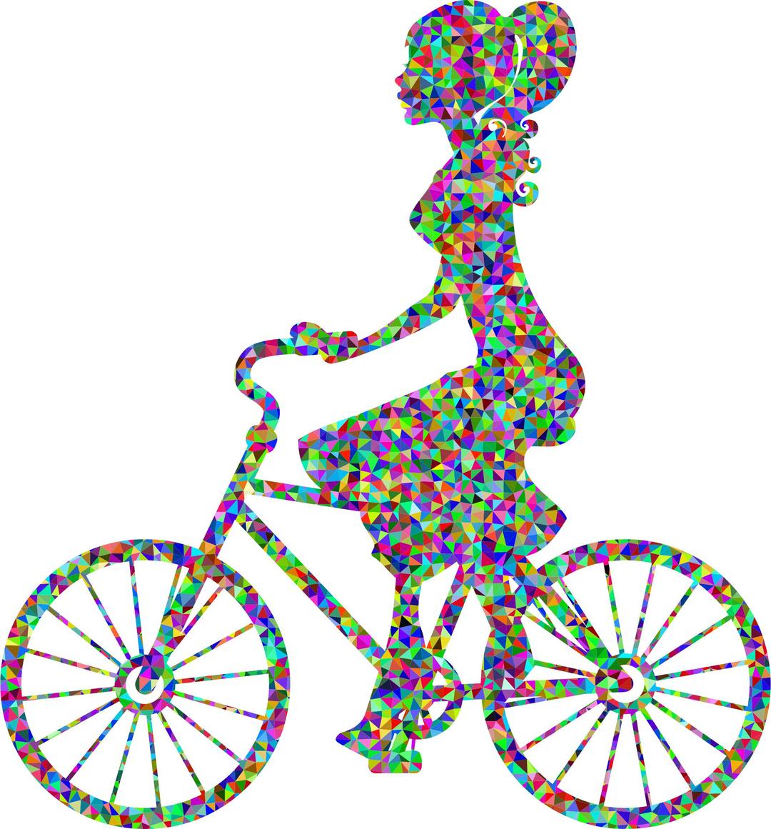 Low Poly Prismatic Girl On Bike High Detail png transparent
