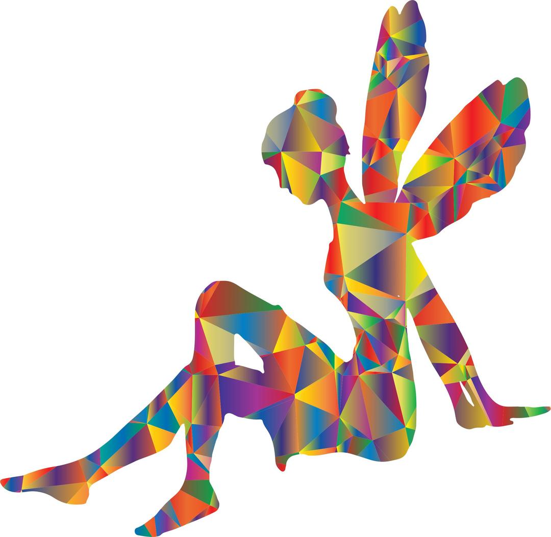 Low Poly Prismatic Psychedelic Female Fairy Relaxing png transparent