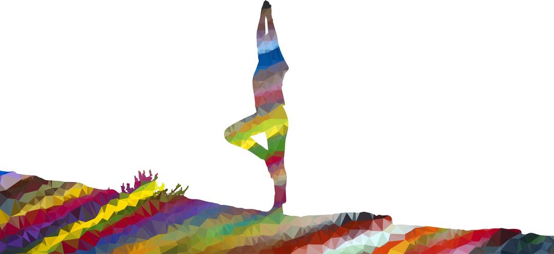 Low Poly Prismatic Streaked Female Yoga Pose Standalone png transparent