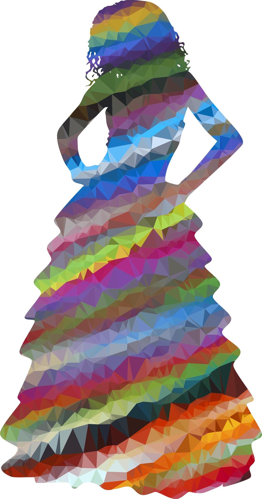 Low Poly Prismatic Streaked Formal Gown Woman png transparent