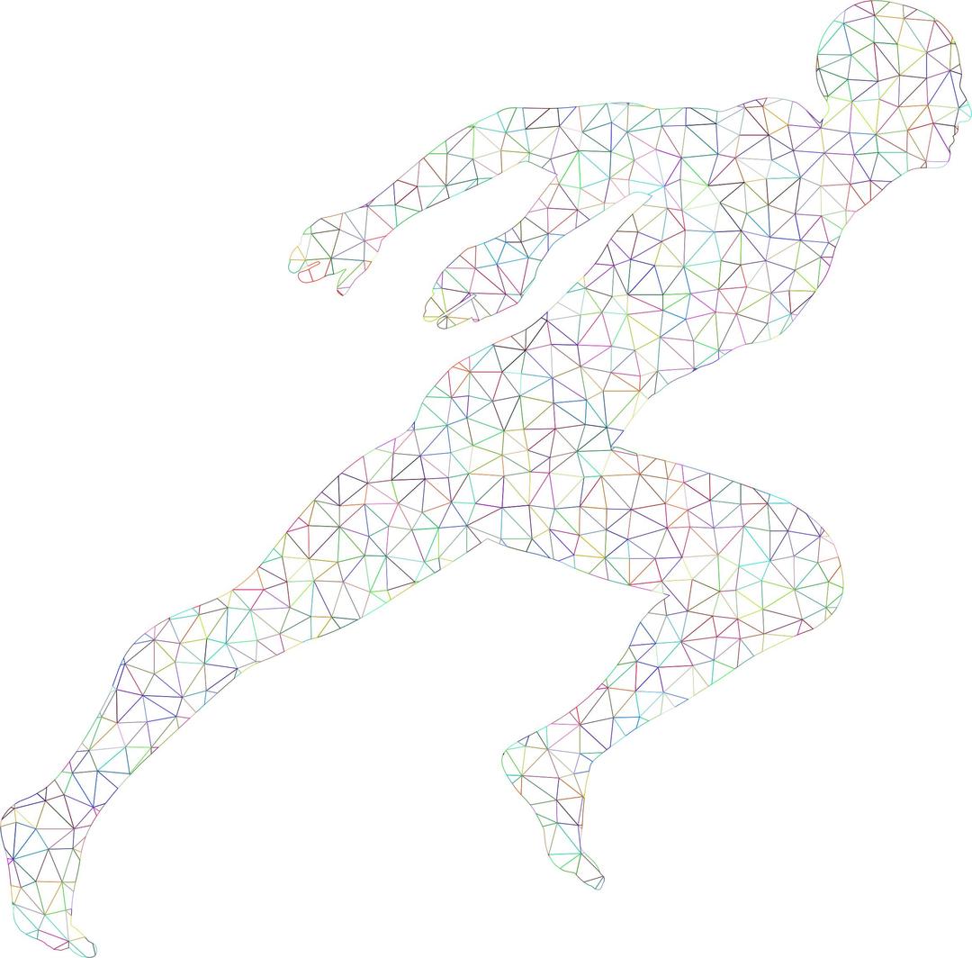 Low Poly Prismatic Wireframe Sprinting Man png transparent