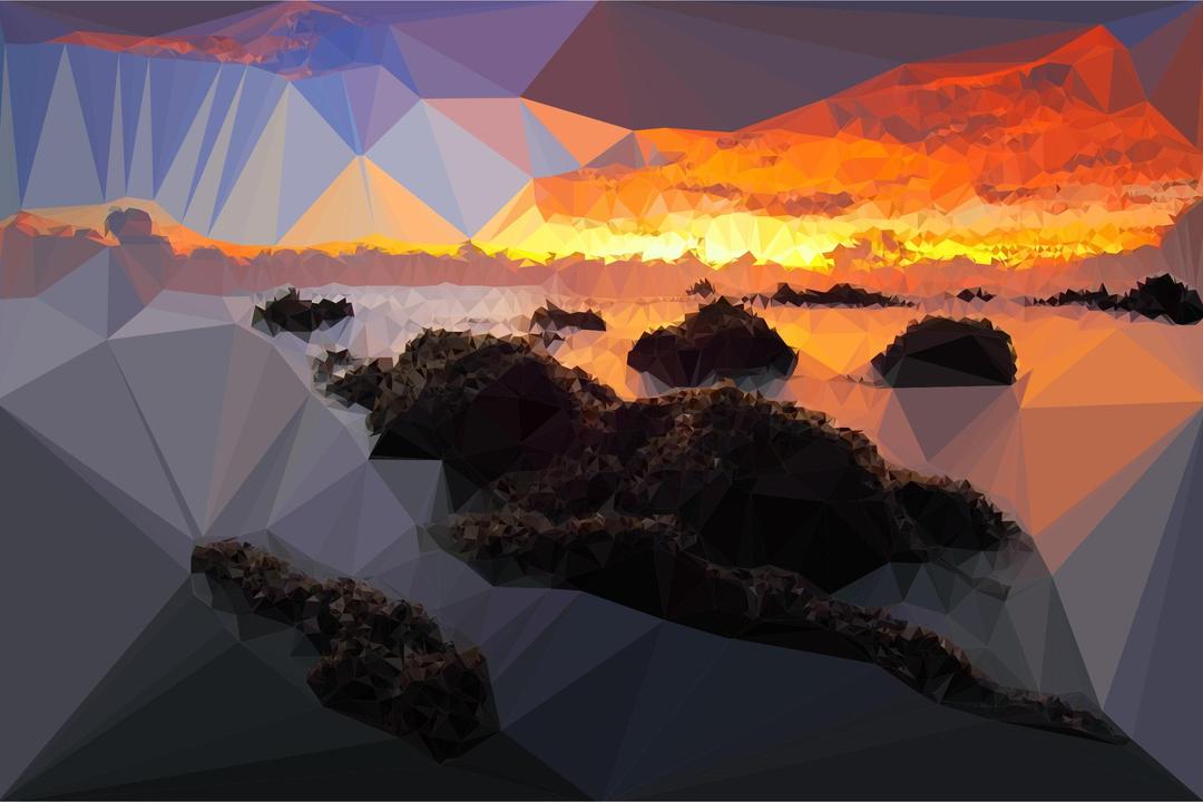 Low Poly Seascape Sunset png transparent
