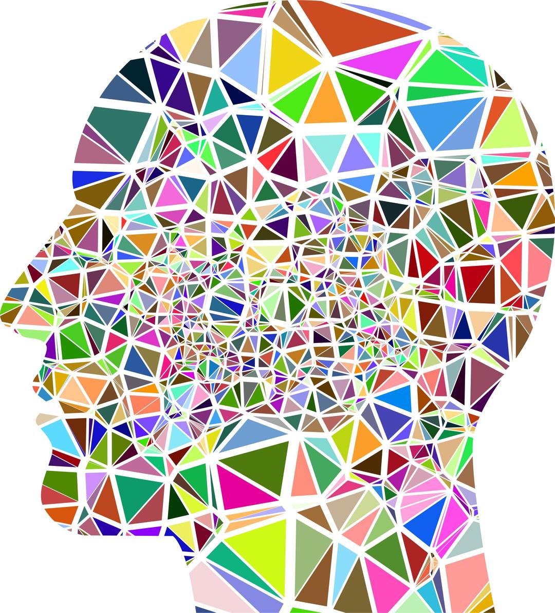 Low Poly Shattered Man Head Silhouette No Background png transparent