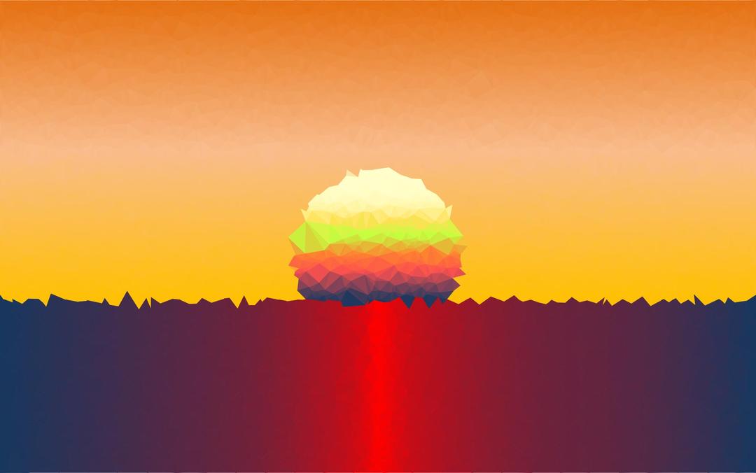 Low Poly Simple Sunset Scene png transparent