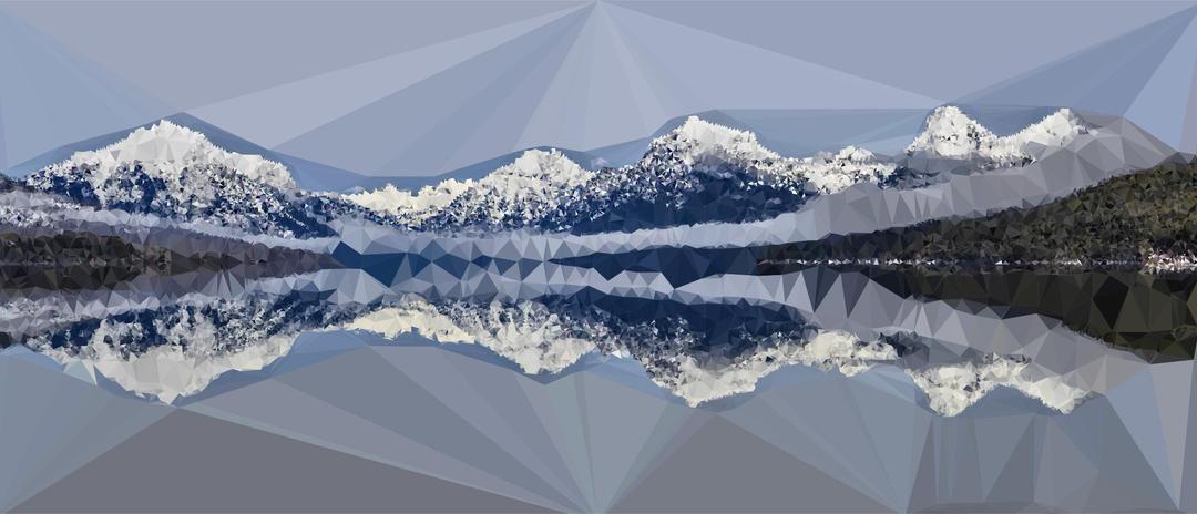 Low Poly Snow Capped Mountains Lake png transparent