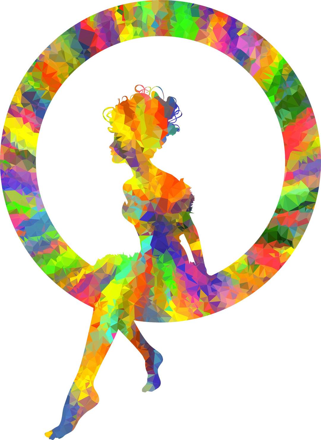 Low Poly Splash Of Color Fairy Sitting In A Circle Silhouette png transparent