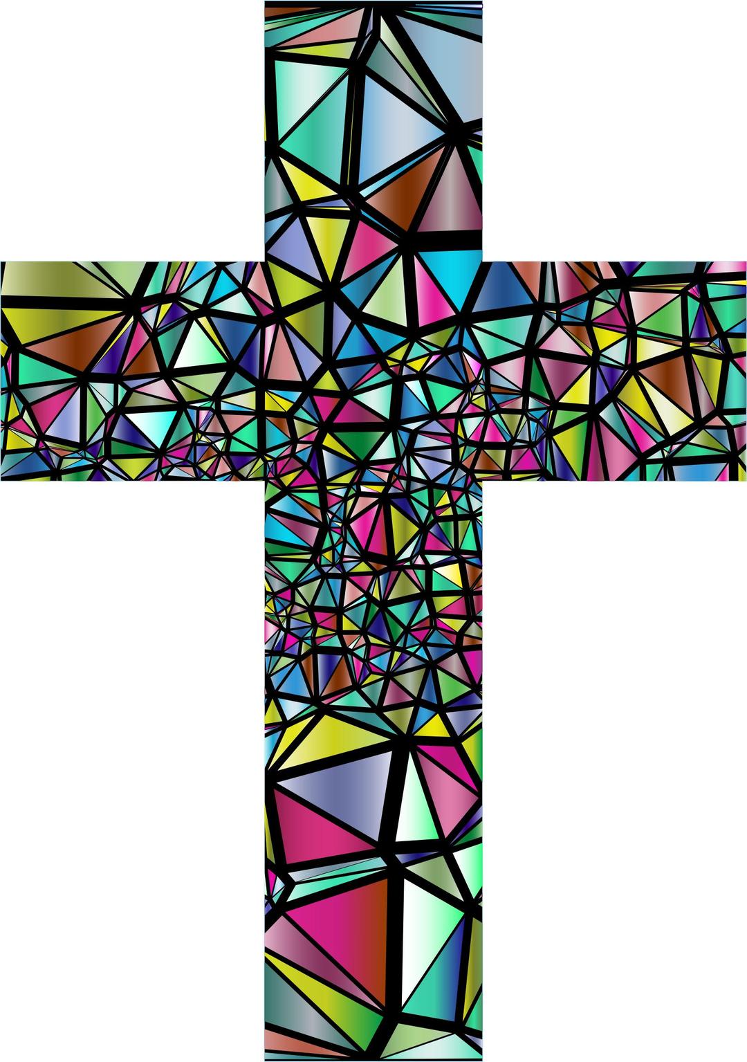 Low Poly Stained Glass Cross 3 png transparent