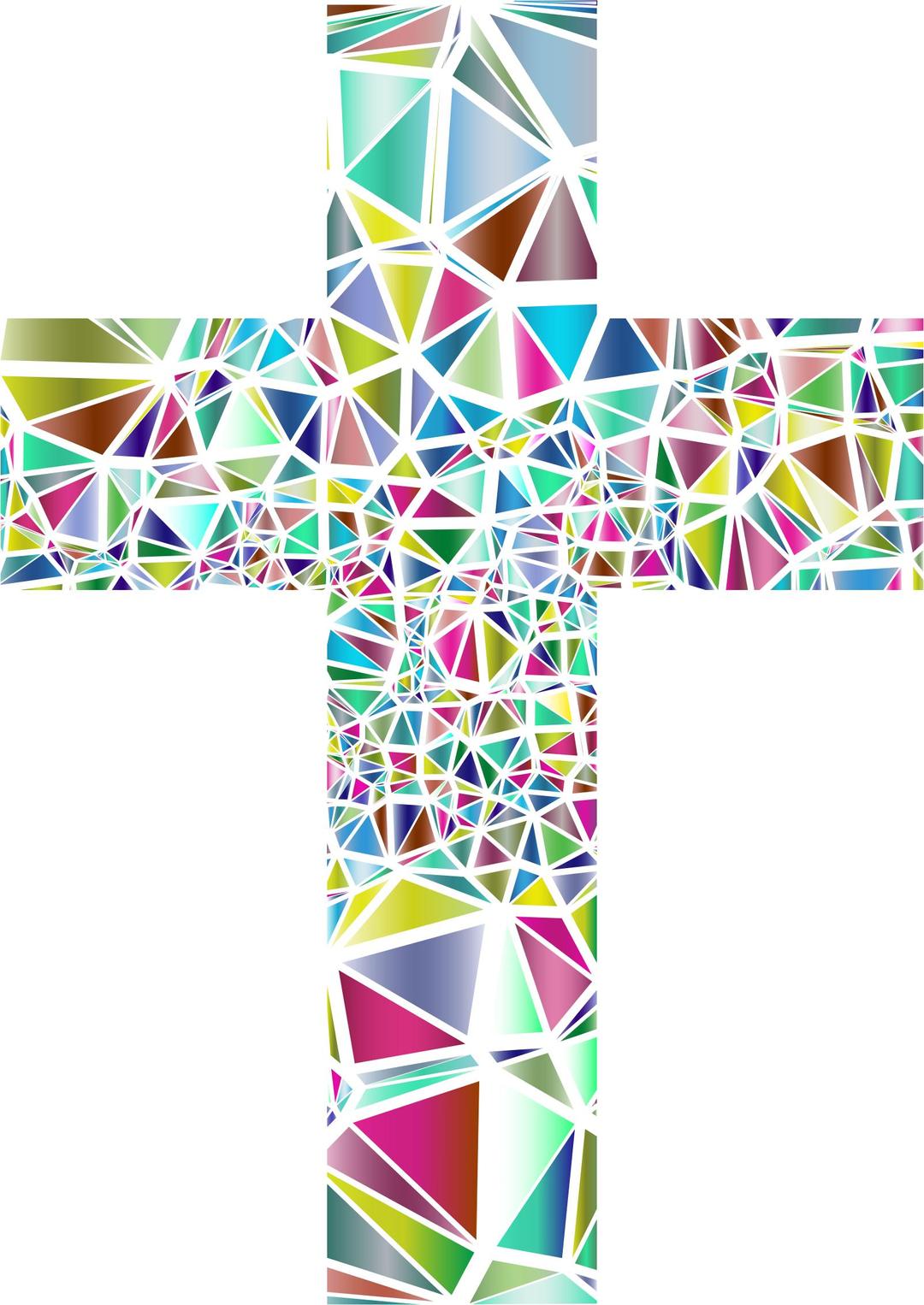 Low Poly Stained Glass Cross 3 No Background png transparent