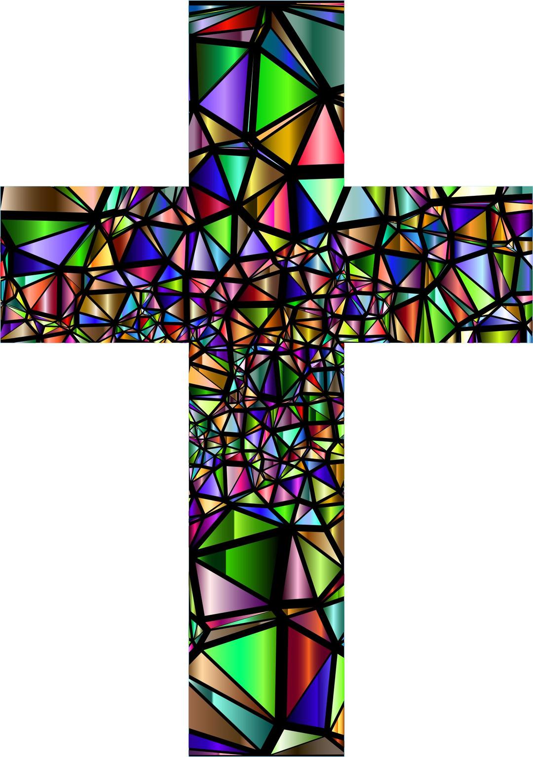 Low Poly Stained Glass Cross 5 png transparent