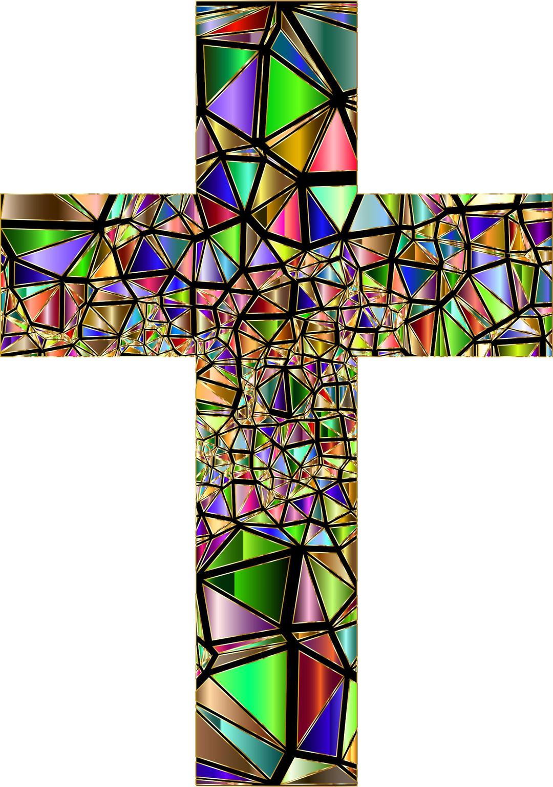 Low Poly Stained Glass Cross 5 Variation 2 png transparent