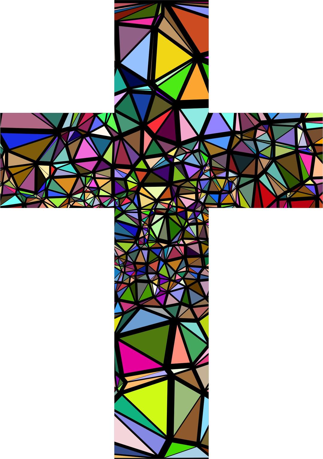 Low Poly Stained Glass Cross With Background png transparent