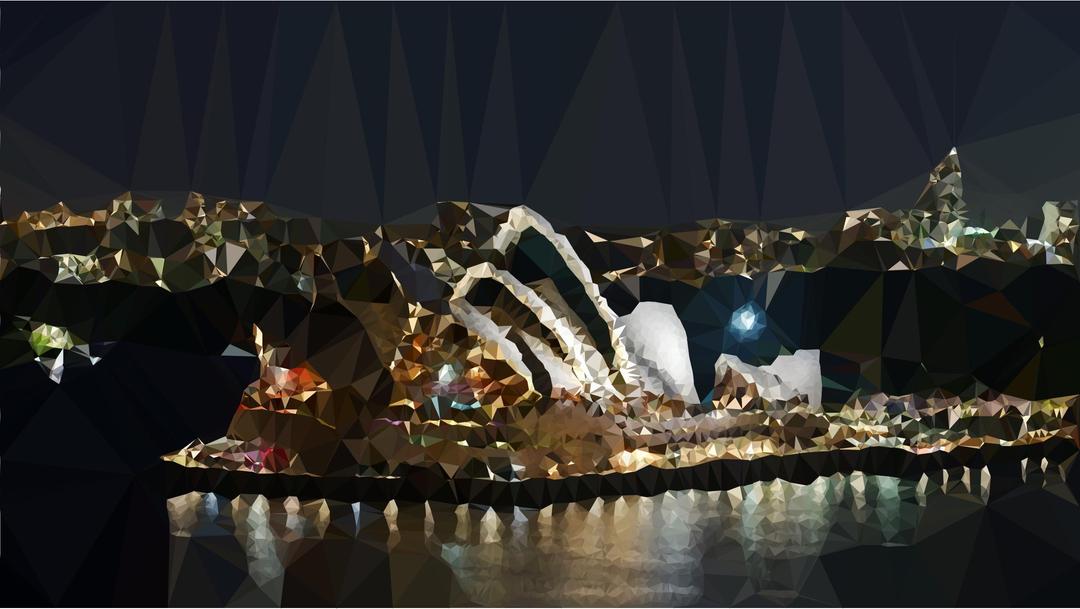 Low Poly Sydney Opera House Night Scene png transparent