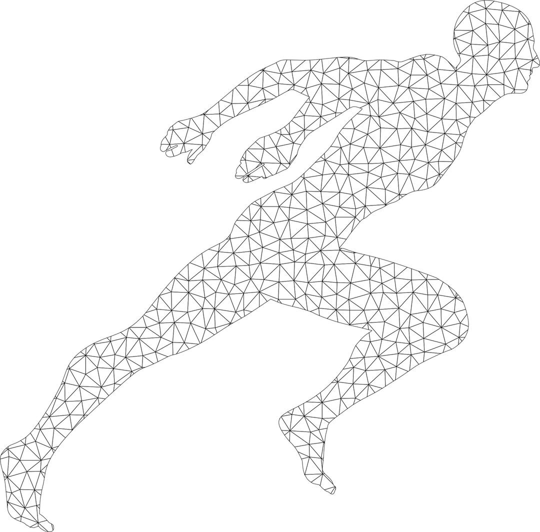 Low Poly Wireframe Sprinting Man png transparent