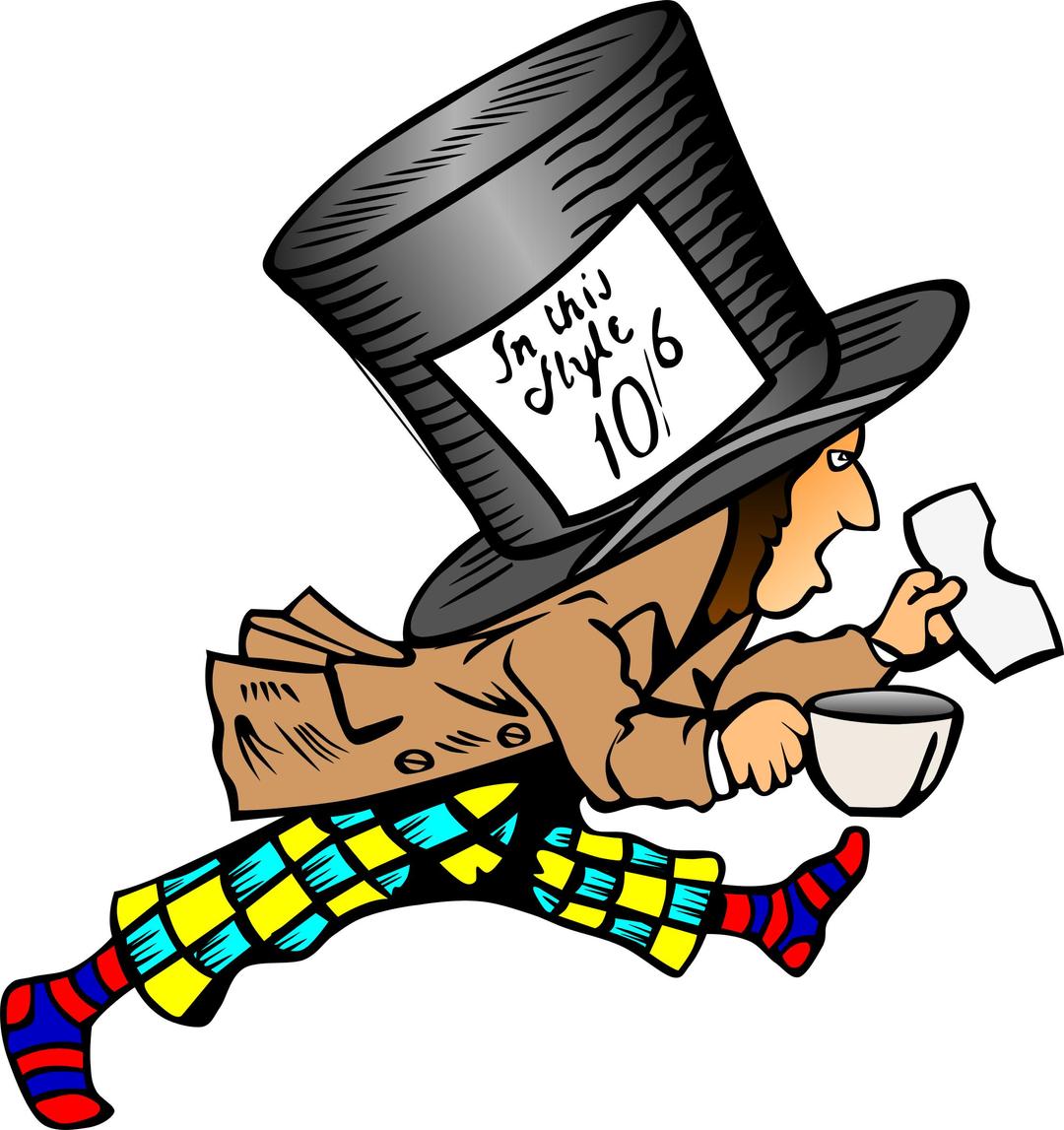 mad hatter with label on hat png transparent
