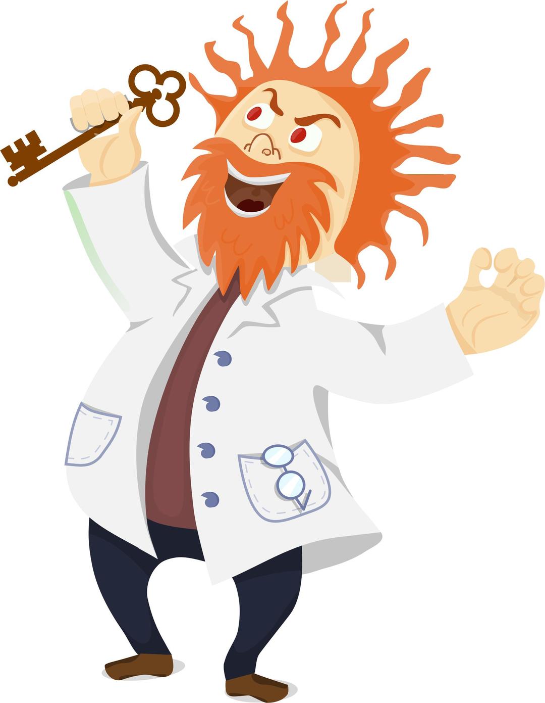 Mad scientist with a key png transparent