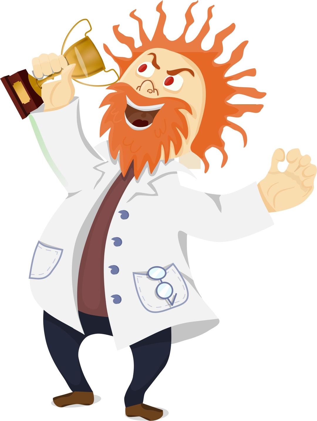 Mad scientist with a trophy png transparent