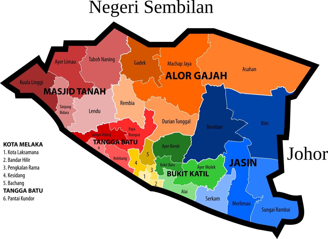 Malacca new electoral map png transparent