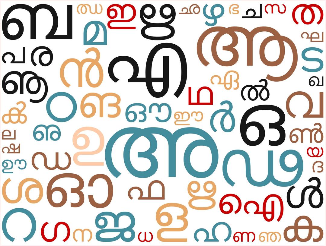 Malayalam Script (Akasharamala) as Word Cloud  png transparent