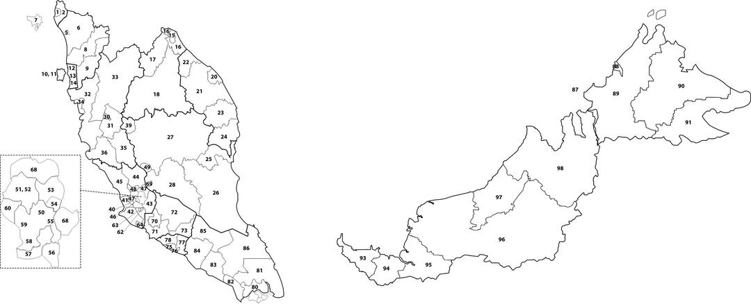 Malaysia Postcode Map (outline) png transparent