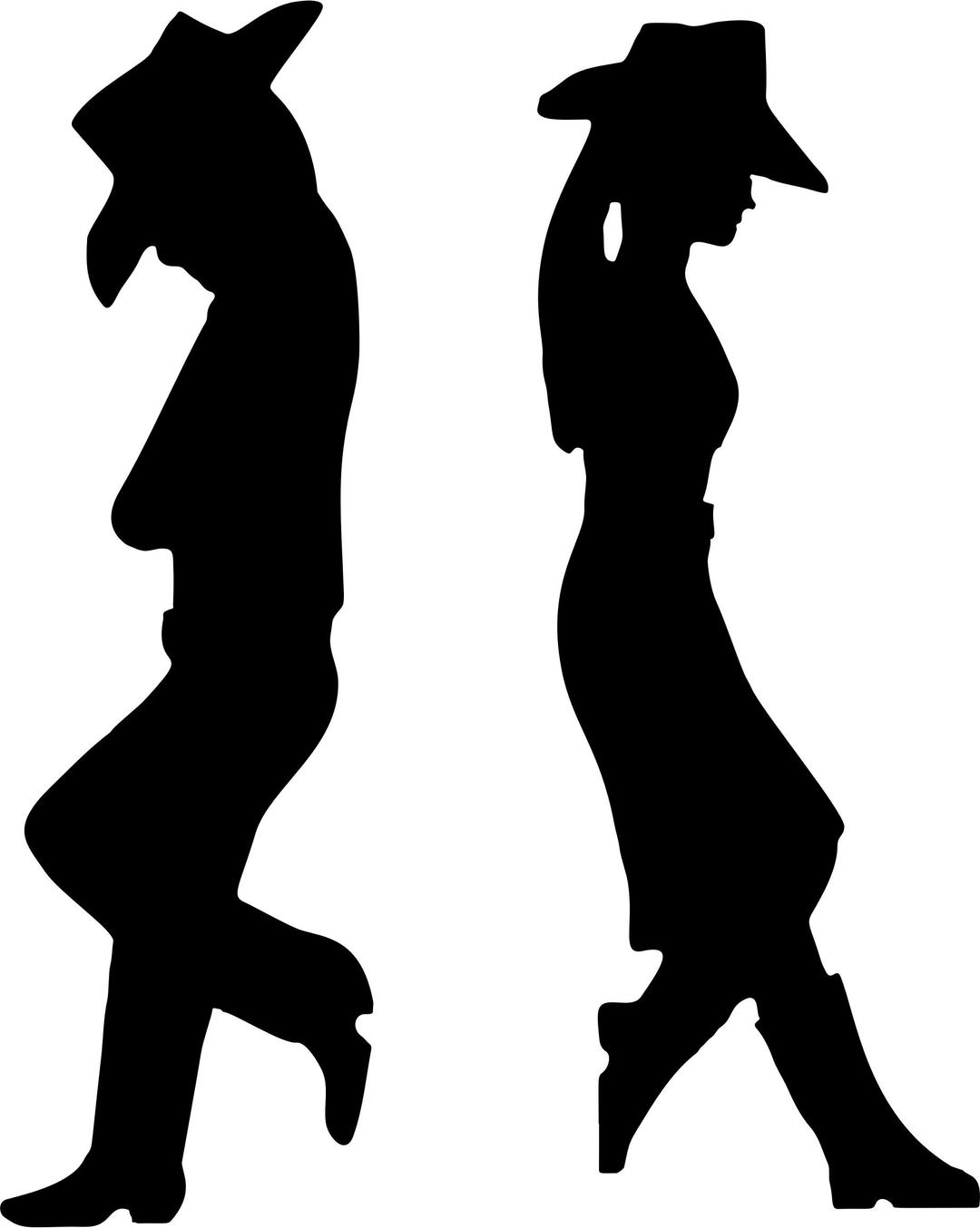 Male And Female Cowboys Leaning Silhouette png transparent