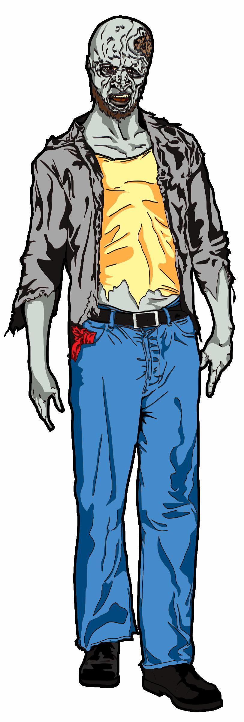Male Zombie with Exposed Brain png transparent