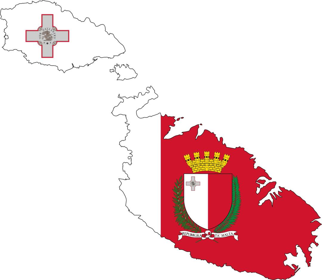 Malta Map Flag With Coat Of Arms png transparent