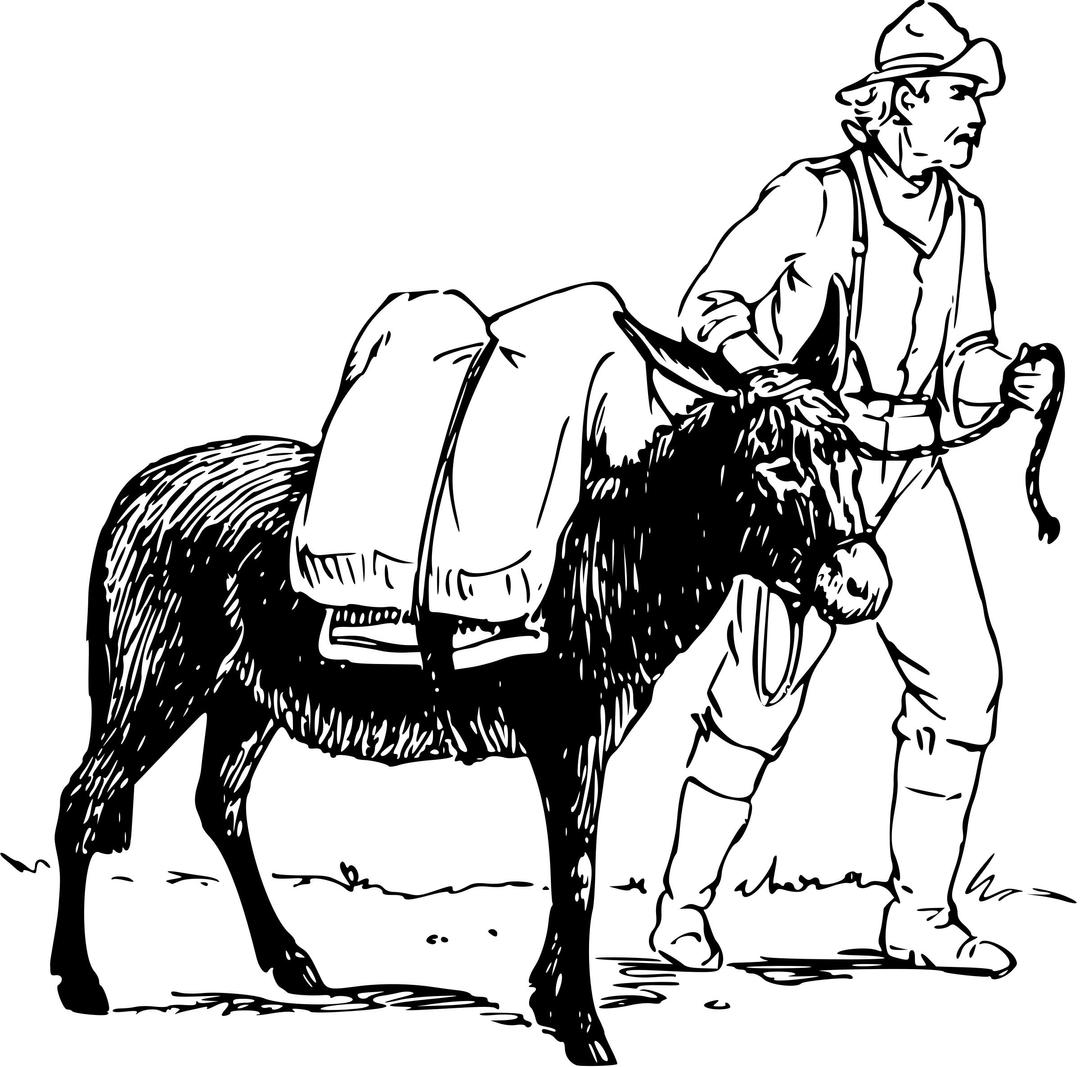Man and Donkey 2 png transparent